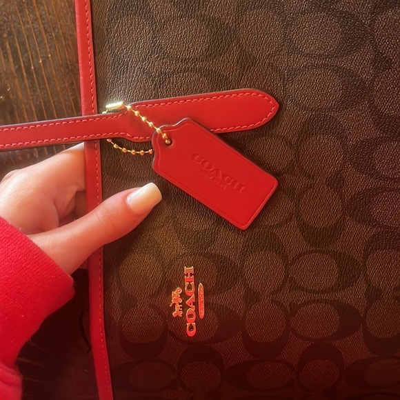 NWOT Coach City Tote Monogram with Red Leather Straps! - Picture 11 of 13